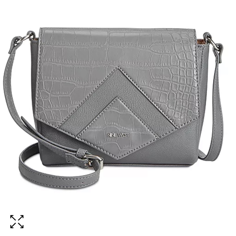 Like new! Nine West gray croc embossed crossbody